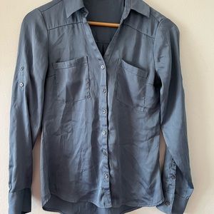 Express XS blue satin blouse